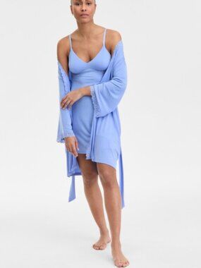 I.n.c. International Concepts Women's Lace-Inset Knit Chemise Blue Size XXL 2110